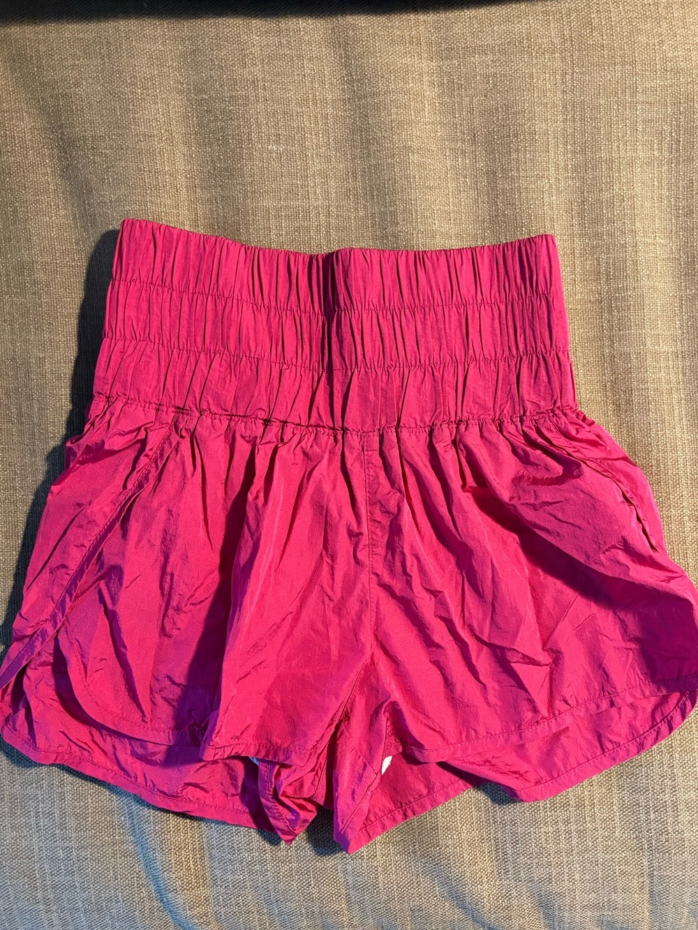 Free People Hot Pink Smocked Waist Athletic Shorts
